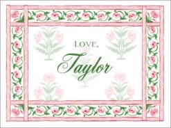 Mughal Blooms Personalized Gift Sticker Label, Set Of 24, Pink