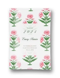 Mughal Blooms Personalized Graduation Glass Trinket Dish, 5"x7", Pink