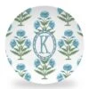 Mughal Blooms Set Of (4) Personalized 10" Dia. Melamine Plates, Blue