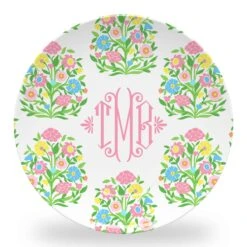 Mughal Bouquet Set Of (4) Personalized 10" Dia. Melamine Plates