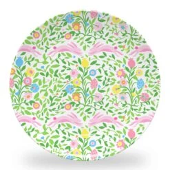 Mughal Bouquet Stripe Set Of (4) Easter 10" Dia. Melamine Plates