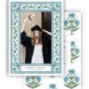 Mughal Blooms Graduation Announcement, Blue