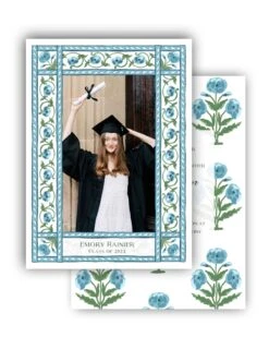 Mughal Blooms Graduation Announcement, Blue