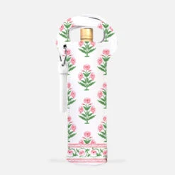 Mughal Blooms Wine Carrier With Cork Screw, Pink
