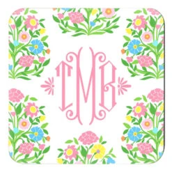 Mughal Bouquet Personalized 4"x 4" Paper Coasters