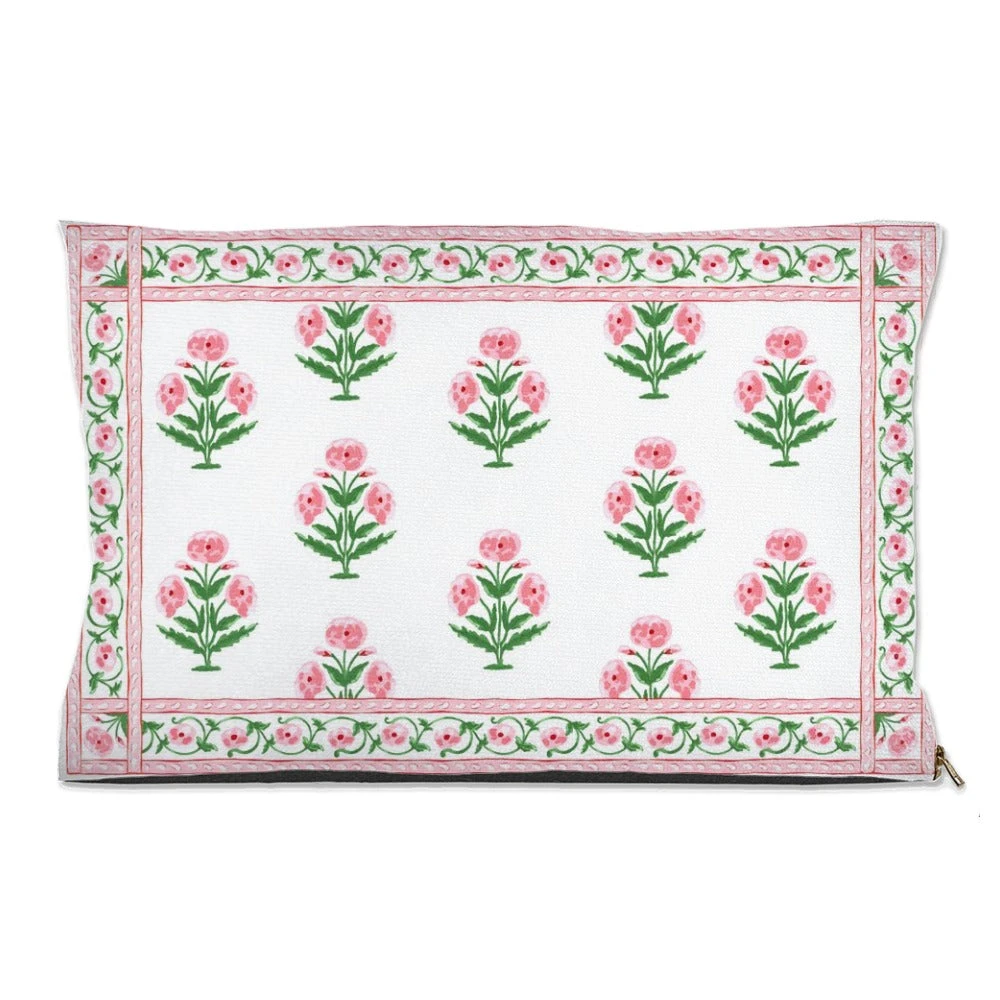 Mughal Blooms Pet Bed, (3) Sizes Available, Pink 1 Mughal Blooms Pet Bed, (3) Sizes Available, Pink