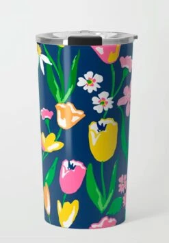 Petals Aplenty Travel Tumbler, Navy