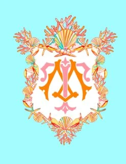 Seashell Crest, Seaglass, Personalized Folded Note Cards