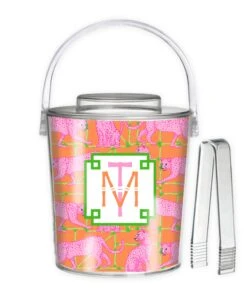 Leopards & Lattice, Persimmon, 3 Qt. Acrylic Ice Bucket