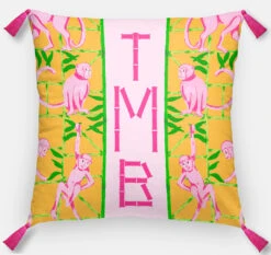 Monkey Trapeze Trellis, Tangerine, Euro Pillow & Insert, 26"x26"