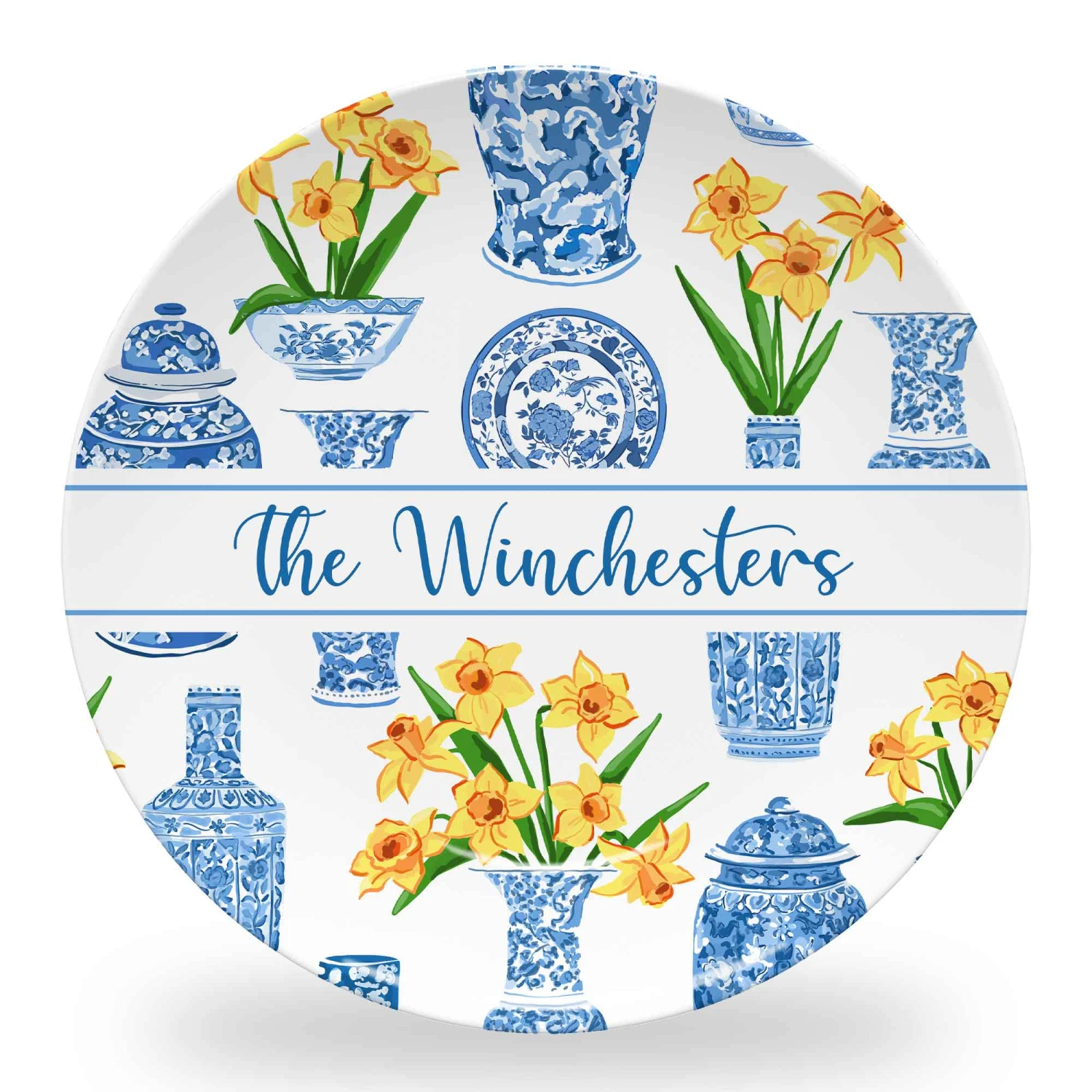 Orient Bouquet Set Of (4) Personalized 10" Dia. Melamine Plates 1 Orient Bouquet Set Of (4) Personalized 10" Dia. Melamine Plates