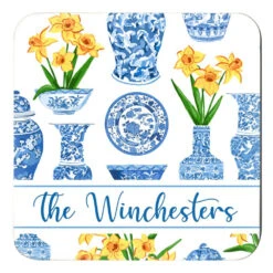 Orient Bouquet Personalized 4"x 4" Paper Coasters