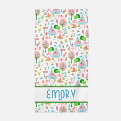 Adventure Camp Personalized Beach Towel, White