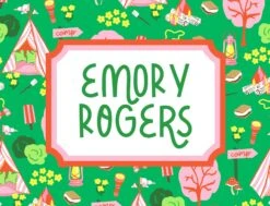 Adventure Camp Personalized Folded Note Cards, Green