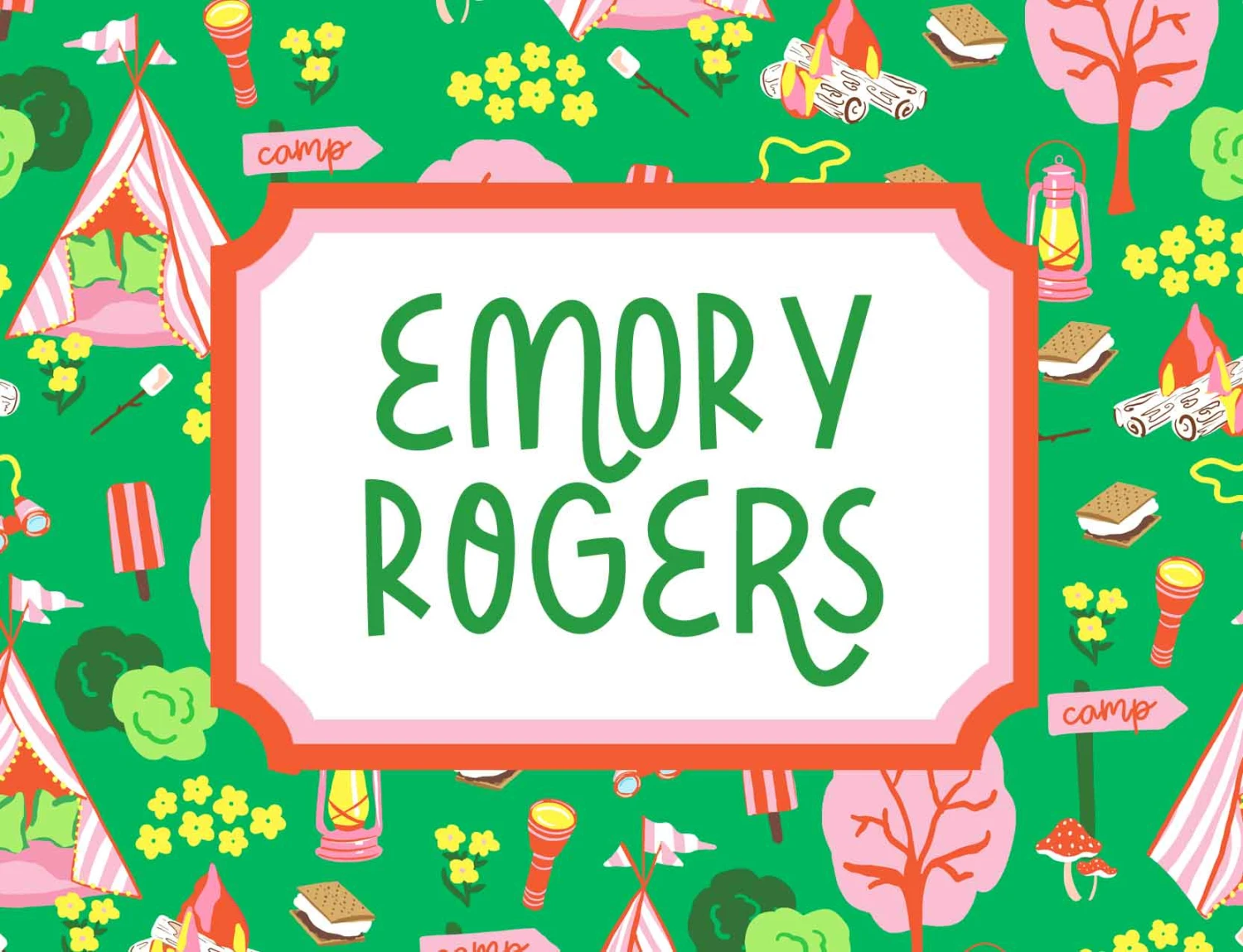 Adventure Camp Personalized Folded Note Cards, Green 1 Adventure Camp Personalized Folded Note Cards, Green