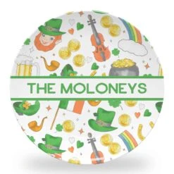 Pinch Me Party Set Of (4) Personalized St. Patrick's Day 10" Dia. Melamine Plates