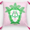 Tropical Palm Leaf Crest, Pink Sand, Euro Pillow & Insert, 26"x26"