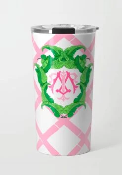 Banana Leaf Crest, Flamingo, Stainless Steel Travel Tumbler