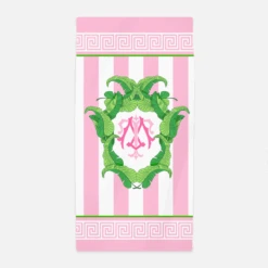 Banana Leaf Custom Crest, Flamingo, Beach Towel