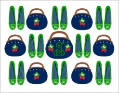 Preppy Favorites Personalized Folded Note Cards, Navy & Strawberries