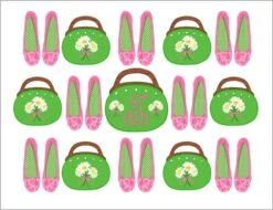 Preppy Favorites Personalized Folded Note Cards, Pink & Green Daisies