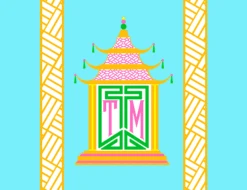 Royal Pagoda, Azurite, Personalized Folded Note Cards