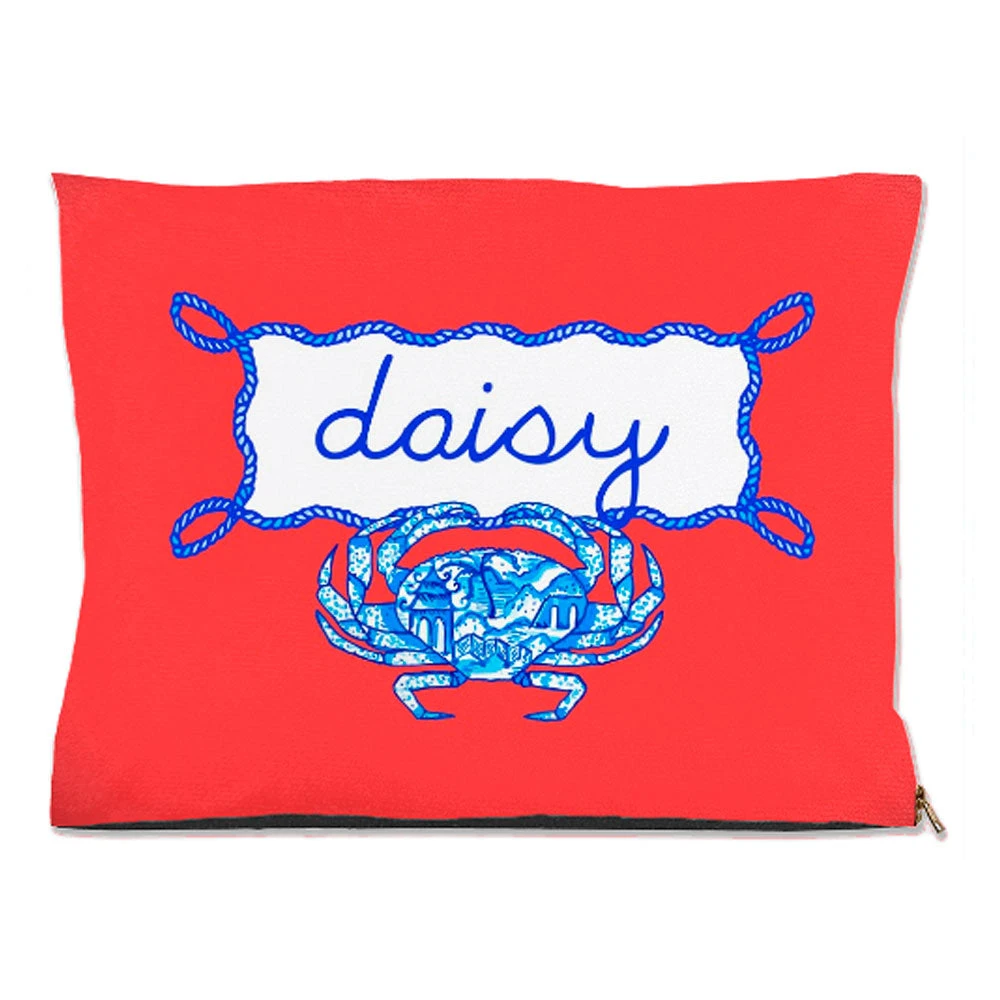 Chinois Crab, Geranium, Personalized Pet Bed, (3) Sizes Available 1 Chinois Crab, Geranium, Personalized Pet Bed, (3) Sizes Available