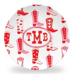 Rootin' Tootin' Valentine's Set Of (4) Personalized 10" Dia. Melamine Plates