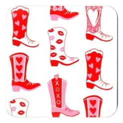 Rootin' Tootin' Valentine's, Rosy, 4"x 4" Paper Coasters