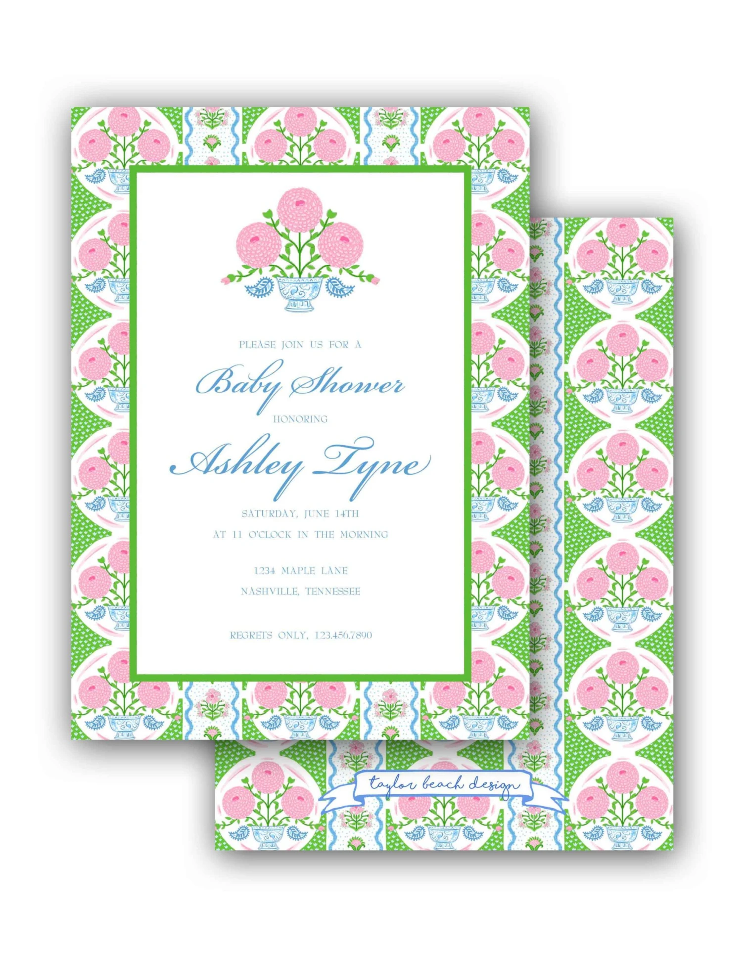 Ribbons In Bloom Invitation, Peony 1 Ribbons In Bloom Invitation, Peony
