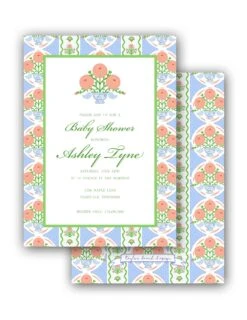 Ribbons In Bloom Invitation, Periwinkle