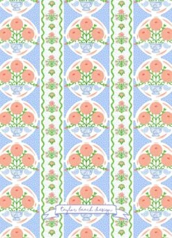 Ribbons In Bloom Invitation, Periwinkle -Gift Supplies Store RIBBONS IN BLOOM BLOCK PRINT PERSONALIZED BATIK PROVENCE FLORAL PATTERN PERSONALIZED INVITATION PERIWINKLE BACKSIDE