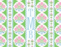 Ribbons In Bloom Personalized Folded Note Cards, Peony