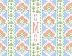 Ribbons In Bloom Personalized Folded Note Cards, Periwinkle