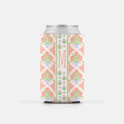 Ribbons In Bloom Set Of 2 Personalized Can Coolers, Begonia