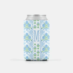 Ribbons In Bloom Set Of 2 Personalized Can Coolers, Hydrangea