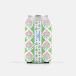 Ribbons In Bloom Set Of 2 Personalized Can Coolers, Peony
