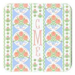 Ribbons In Bloom Personalized 4"x 4" Paper Coasters, Periwinkle