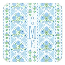 Ribbons In Bloom Personalized 4"x 4" Paper Coasters, Hydrangea