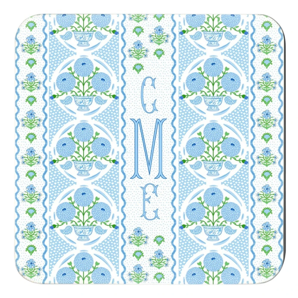 Ribbons In Bloom Personalized 4"x 4" Paper Coasters, Hydrangea 1 Ribbons In Bloom Personalized 4"x 4" Paper Coasters, Hydrangea