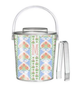 Ribbons In Bloom Personalized Ice Bucket, Periwinkle