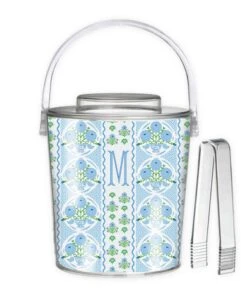 Ribbons In Bloom Personalized Ice Bucket, Hydrangea