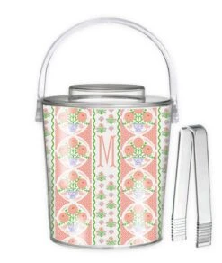 Ribbons In Bloom Personalized Ice Bucket, Begonia