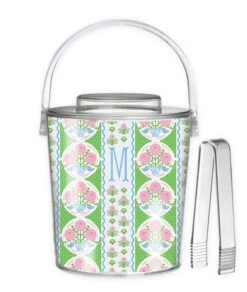 Ribbons In Bloom Personalized Ice Bucket, Peony