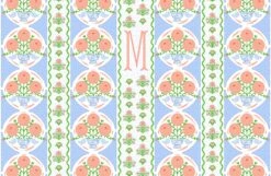 Ribbons In Bloom Personalized Paper Tear-away Placemat Pad, Periwinkle