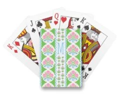 Ribbons In Bloom Personalized Playing Cards, Peony
