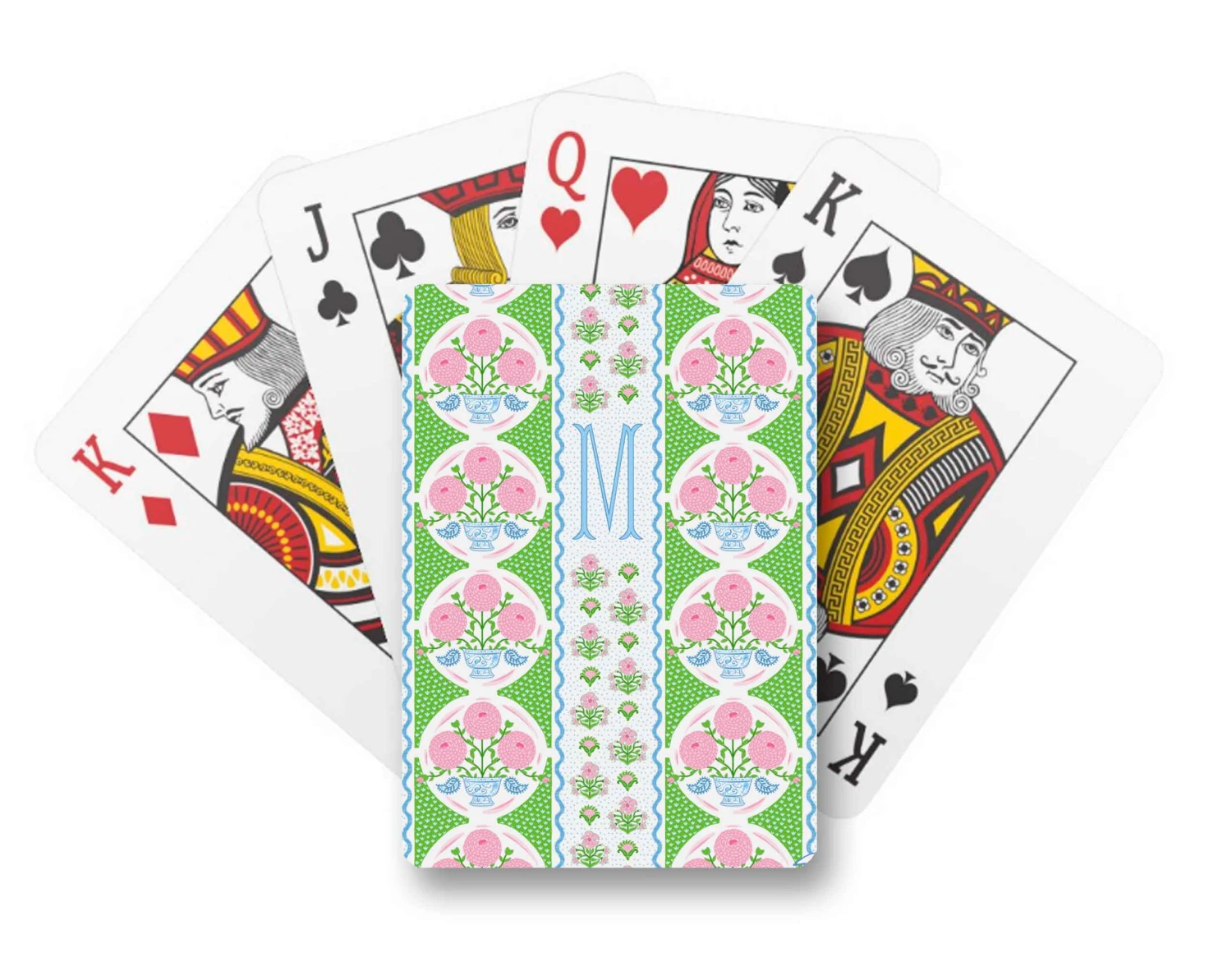 Ribbons In Bloom Personalized Playing Cards, Peony 1 Ribbons In Bloom Personalized Playing Cards, Peony