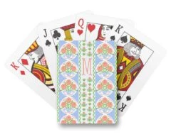 Ribbons In Bloom Personalized Playing Cards, Periwinkle