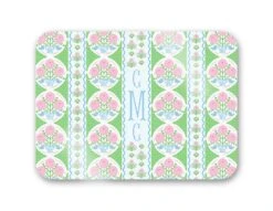 Ribbons In Bloom Personalized 16" X 12" Tempered Glass Cutting Board, Peony