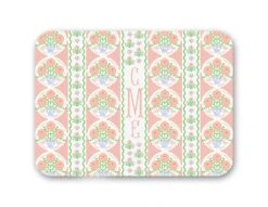 Ribbons In Bloom Personalized 16" X 12" Tempered Glass Cutting Board, Begonia
